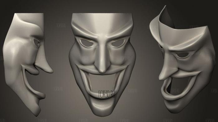 Joker Mask stl model for CNC